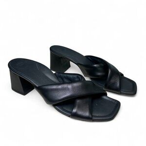 Paul Green Black Leather Low Heel Lauren Sandal - UK 6, US 8.5